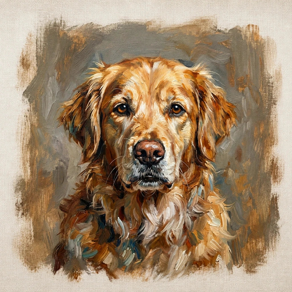 Custom Hand-Painted Pet Oil Portrait with Frame From Your Photo