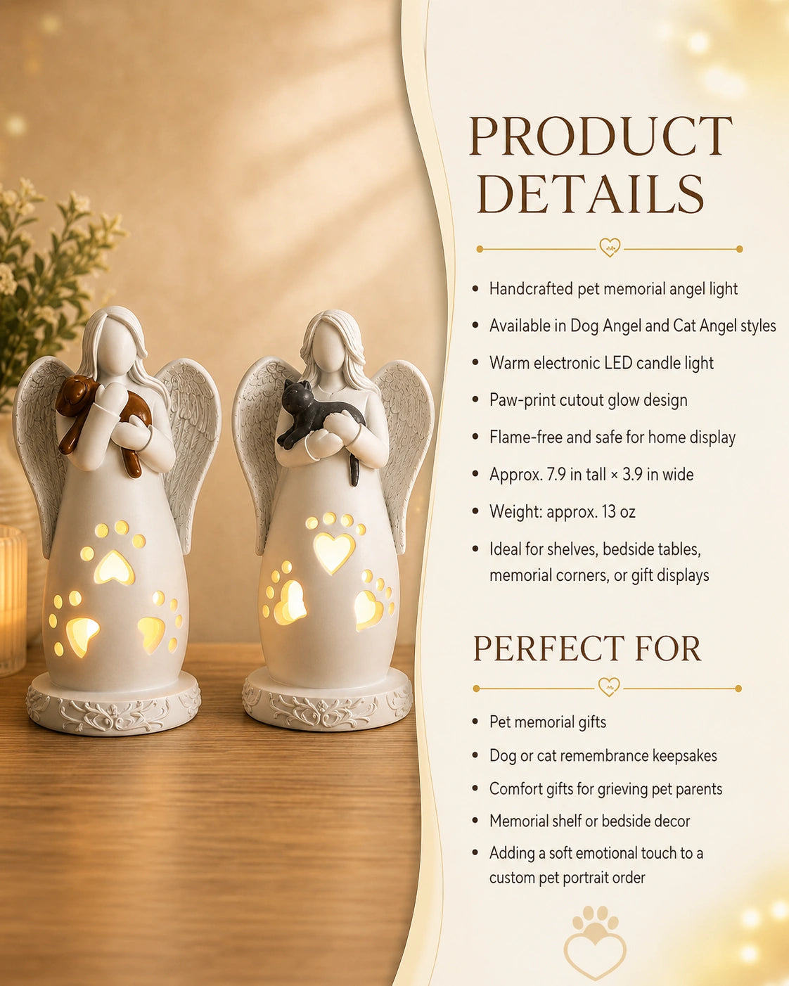 Pet Memorial Angel LED Candle Light