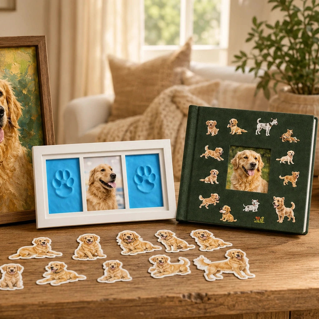 Growing Memories Pet Set – Paw Print Kit, Memory Album & Custom Stickers