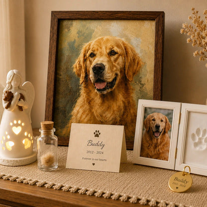 Forever Remembered Pet Memorial Set – Personalized Keepsakes & Paw Print Kit