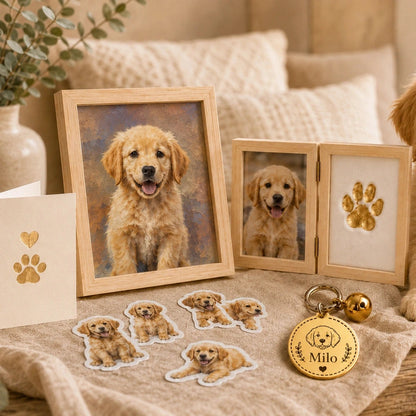 Welcome Home Pet Memory Set – Paw Print Kit, Custom Stickers & Personalized Keepsakes