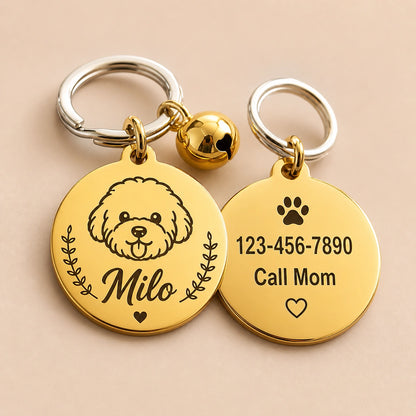 Custom Gold Pet ID Tag — Double-Sided