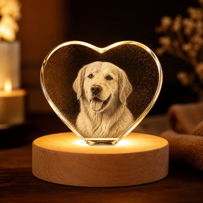 Custom Memorial Heart Crystal Light