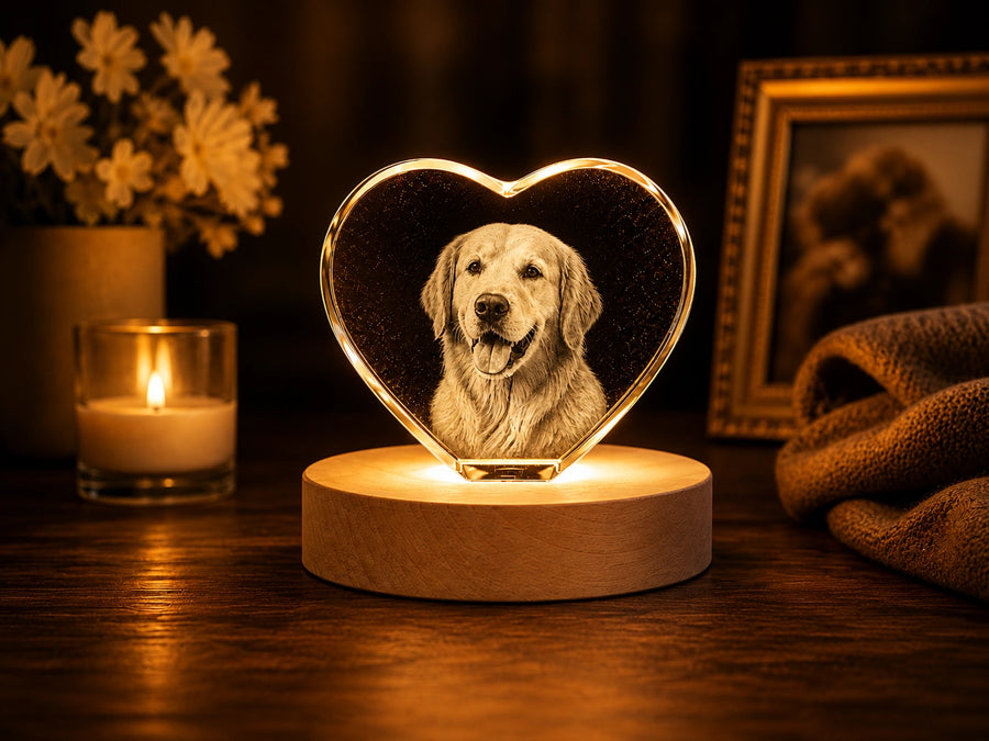 Custom Memorial Heart Crystal Light