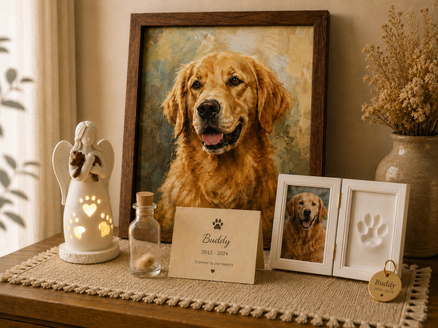 Forever Remembered Pet Memorial Set – Personalized Keepsakes & Paw Print Kit