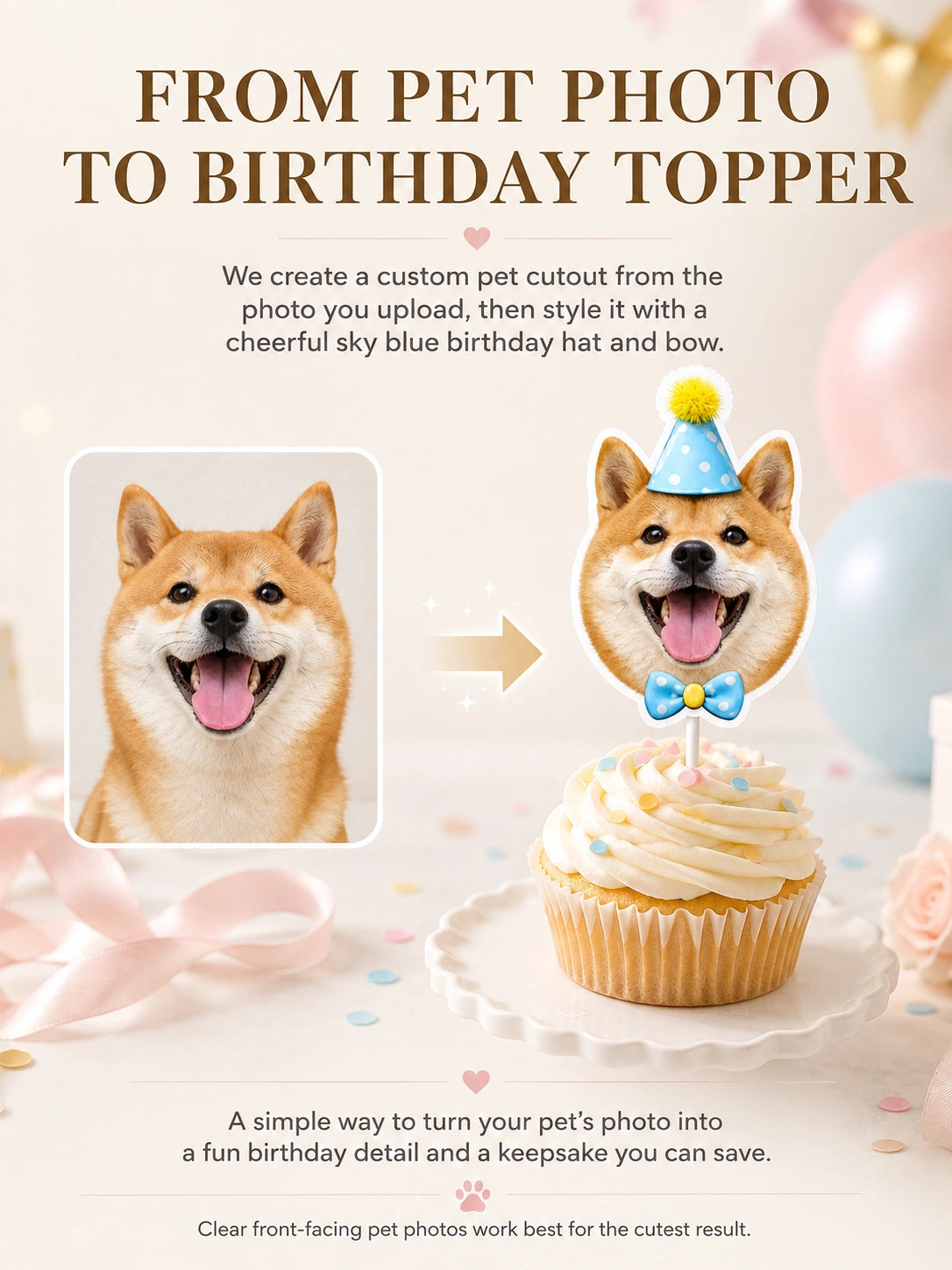 Custom Pet Birthday Cake Topper