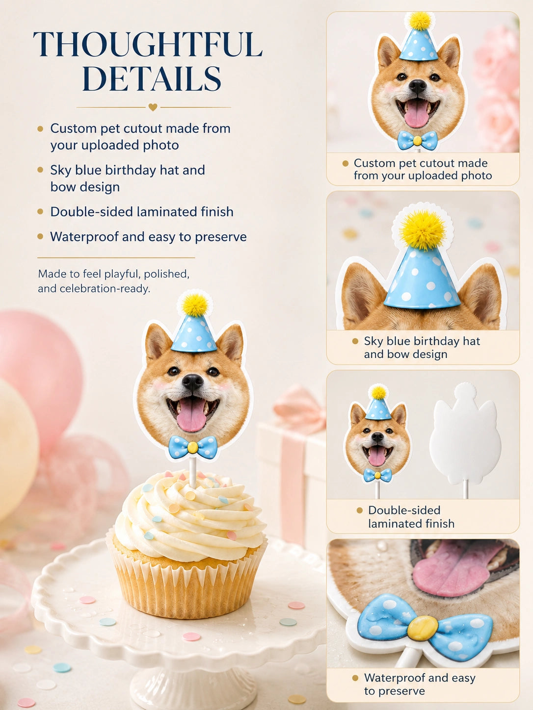 Custom Pet Birthday Cake Topper