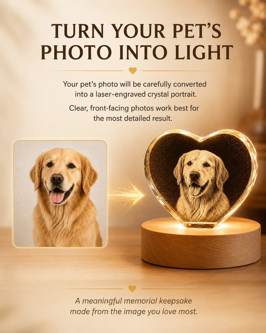 Custom Memorial Heart Crystal Light