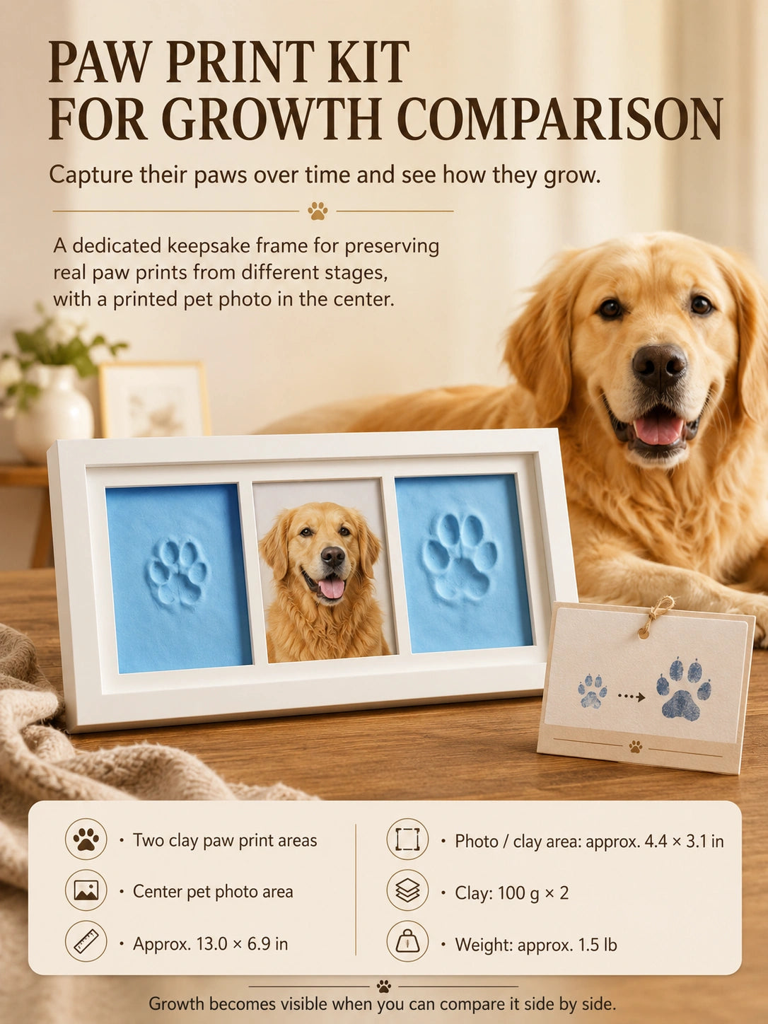 Growing Memories Pet Set – Paw Print Kit, Memory Album & Custom Stickers