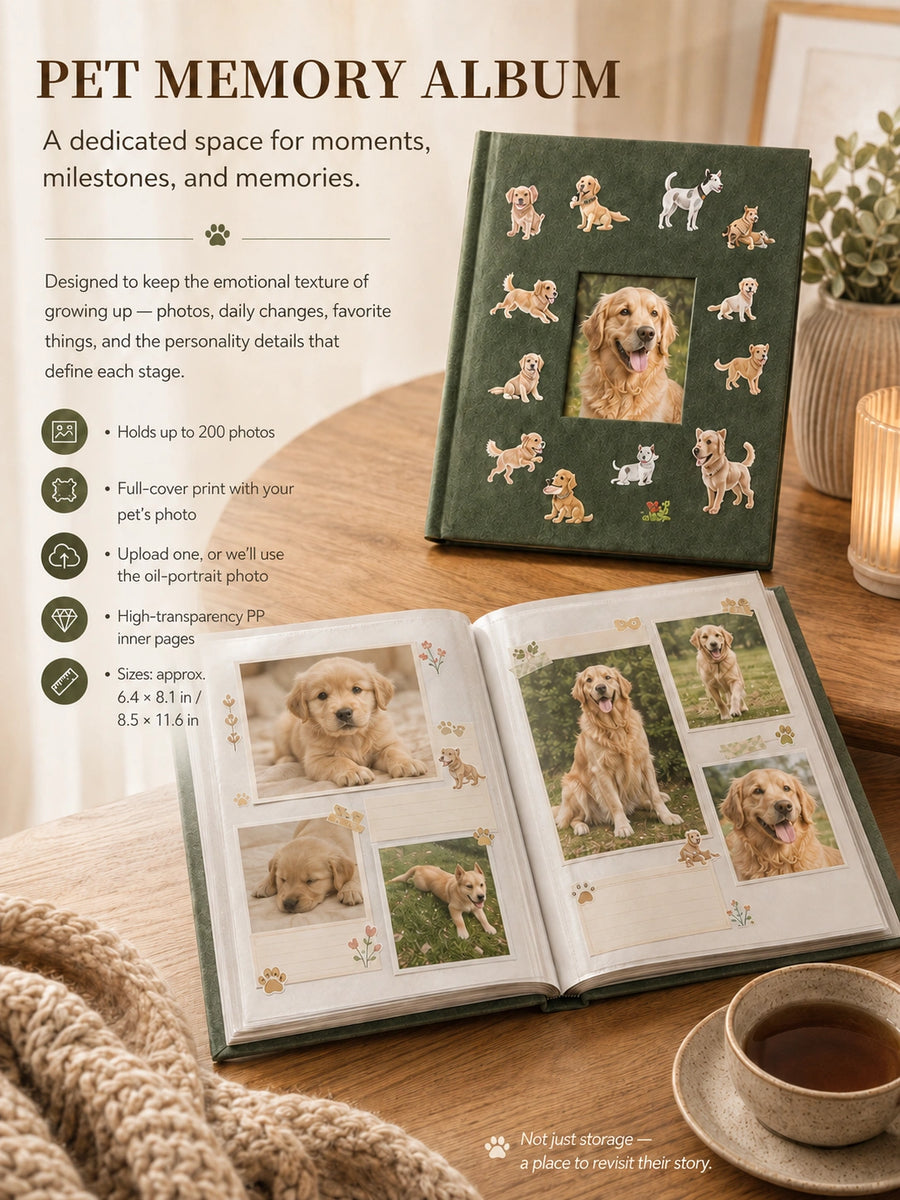Growing Memories Pet Set – Paw Print Kit, Memory Album & Custom Stickers