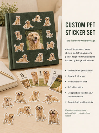 Growing Memories Pet Set – Paw Print Kit, Memory Album & Custom Stickers