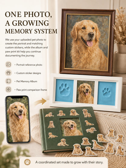 Growing Memories Pet Set – Paw Print Kit, Memory Album & Custom Stickers