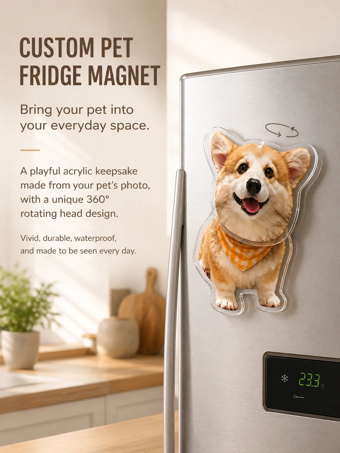 Custom Pet Fridge Magnet (Rotating Head)