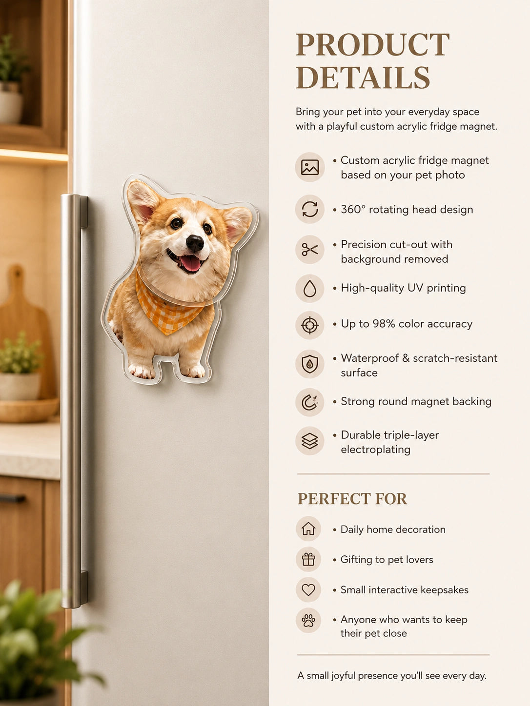 Custom Pet Fridge Magnet (Rotating Head)