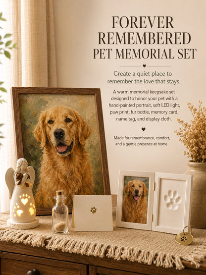Forever Remembered Pet Memorial Set – Personalized Keepsakes & Paw Print Kit