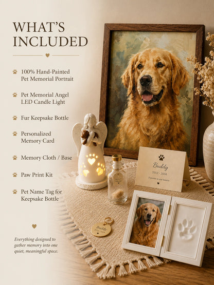 Forever Remembered Pet Memorial Set – Personalized Keepsakes & Paw Print Kit