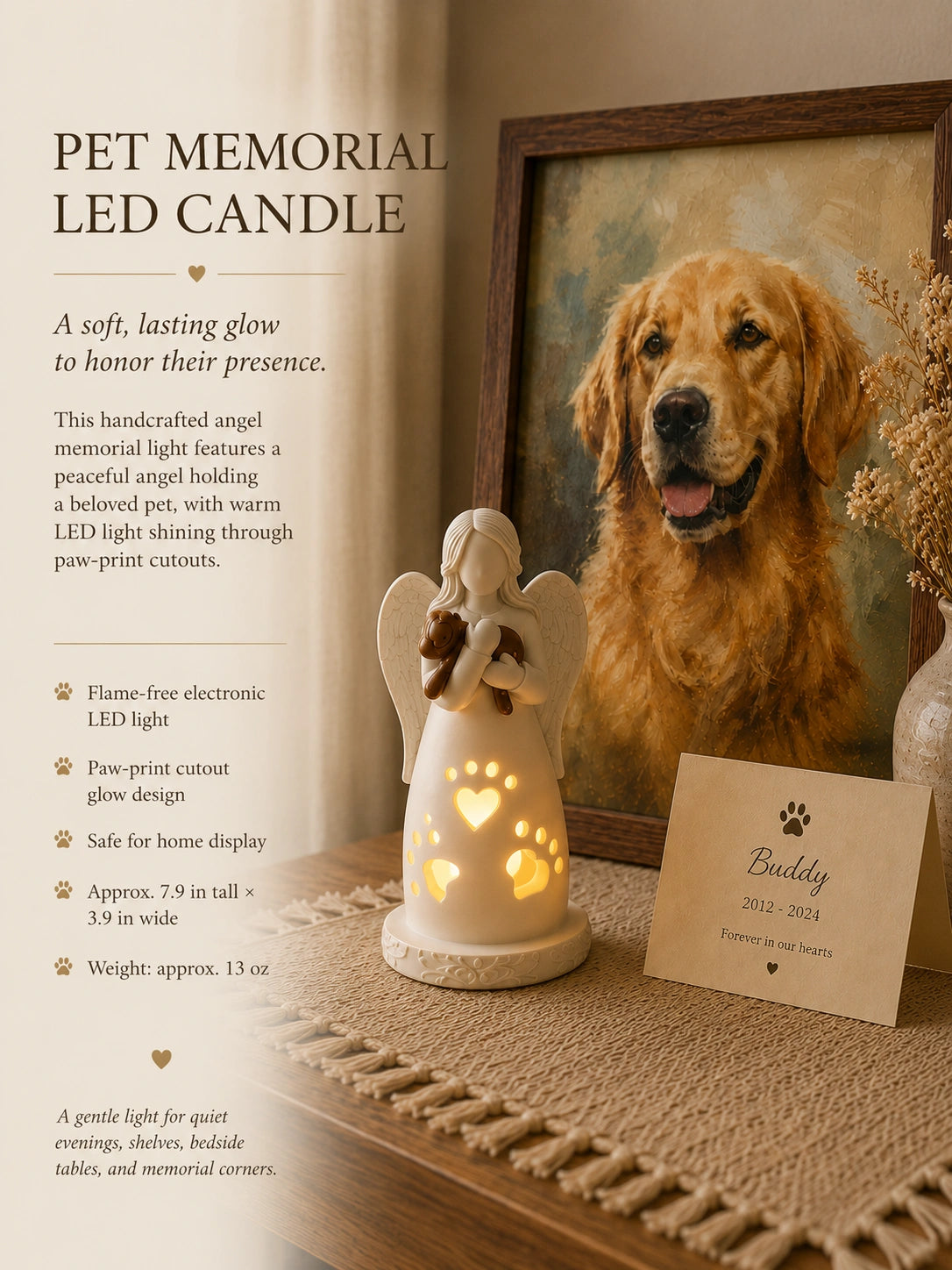 Forever Remembered Pet Memorial Set – Personalized Keepsakes & Paw Print Kit