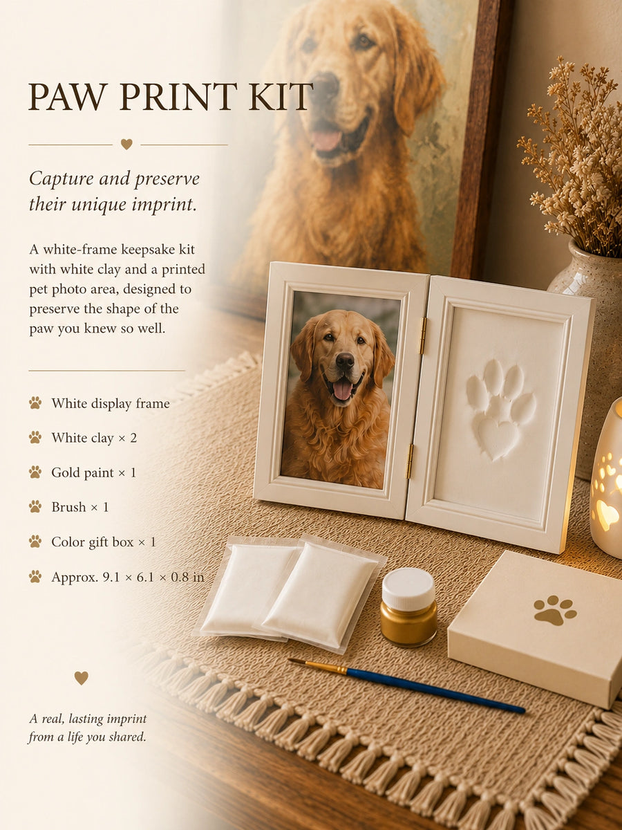 Forever Remembered Pet Memorial Set – Personalized Keepsakes & Paw Print Kit
