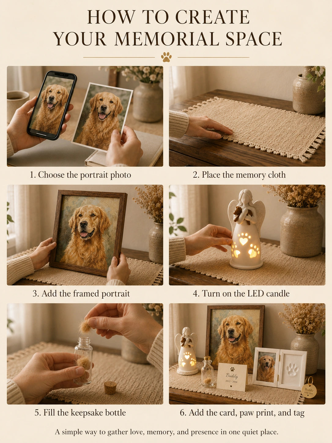 Forever Remembered Pet Memorial Set – Personalized Keepsakes & Paw Print Kit