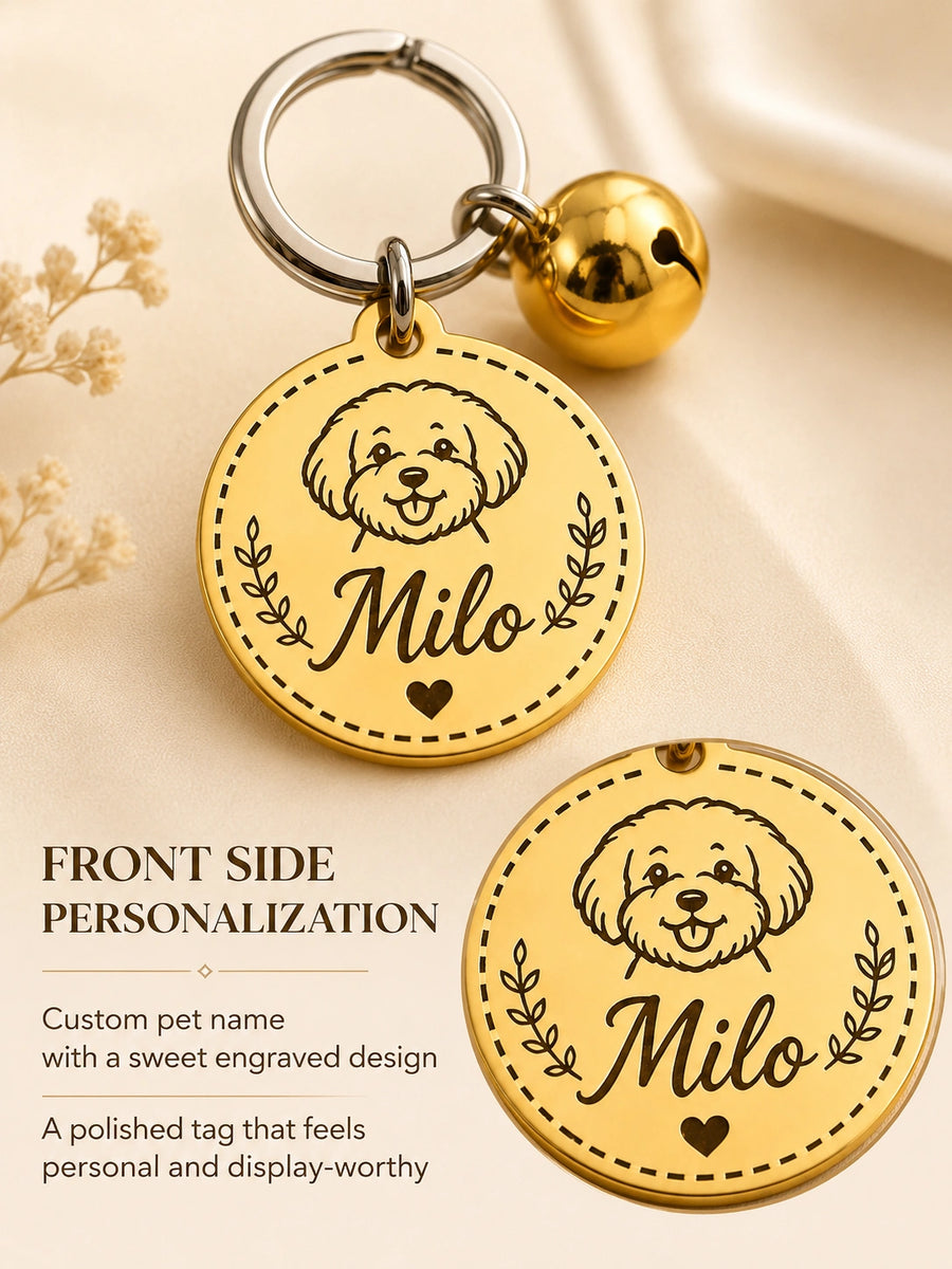 Custom Gold Pet ID Tag — Double-Sided