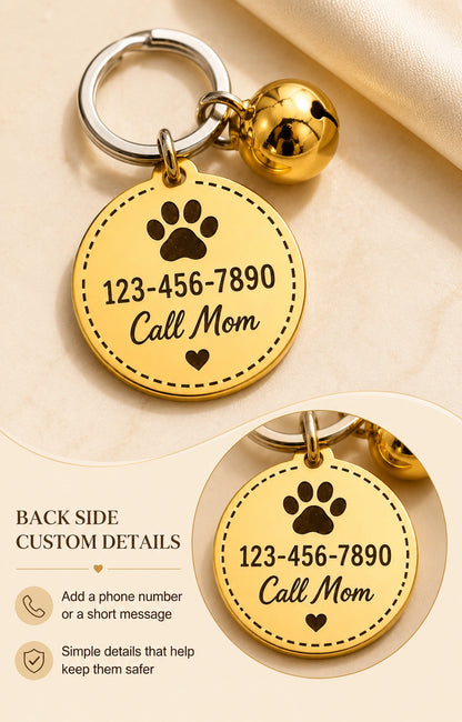Custom Gold Pet ID Tag — Double-Sided
