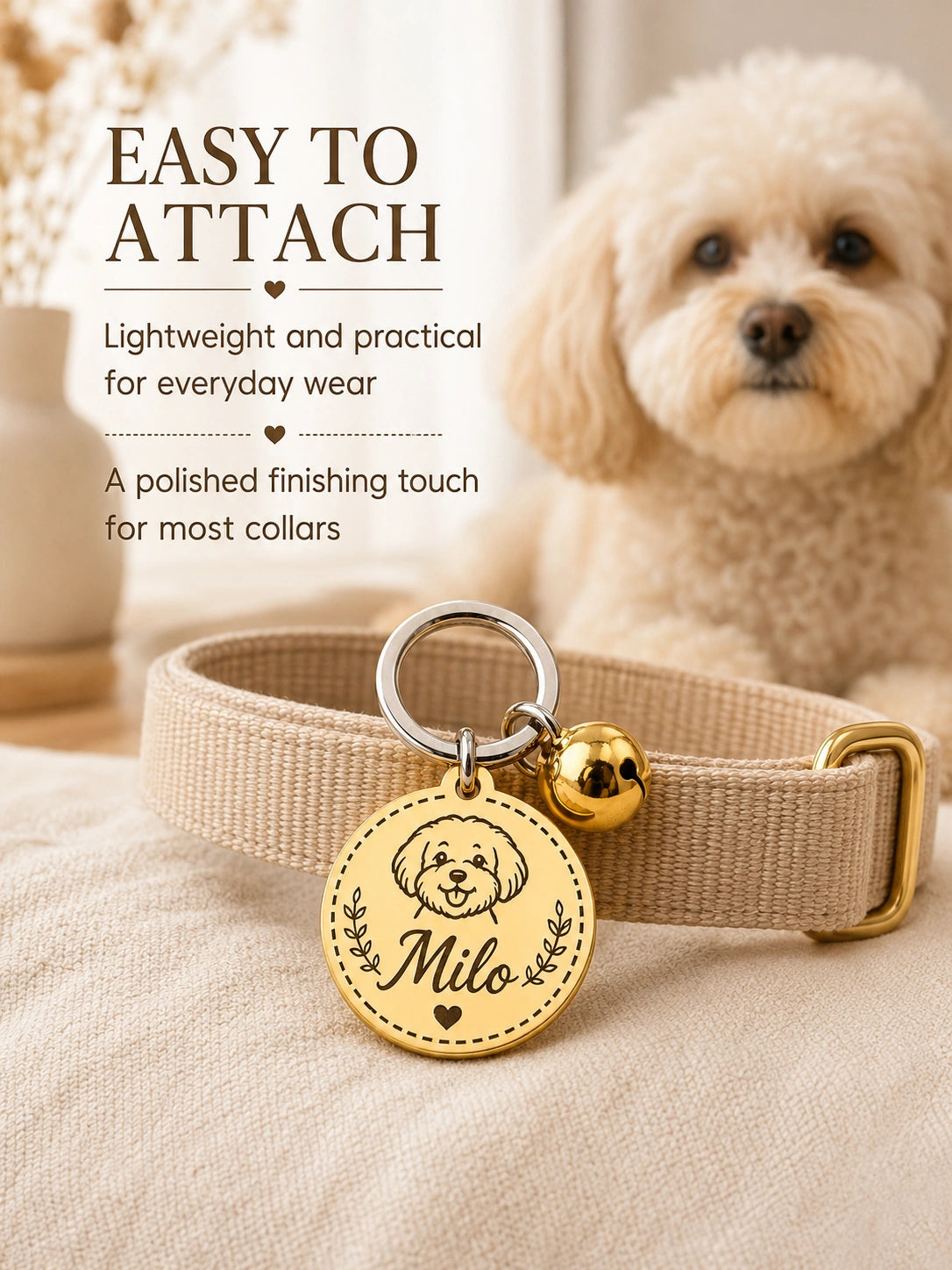 Custom Gold Pet ID Tag — Double-Sided