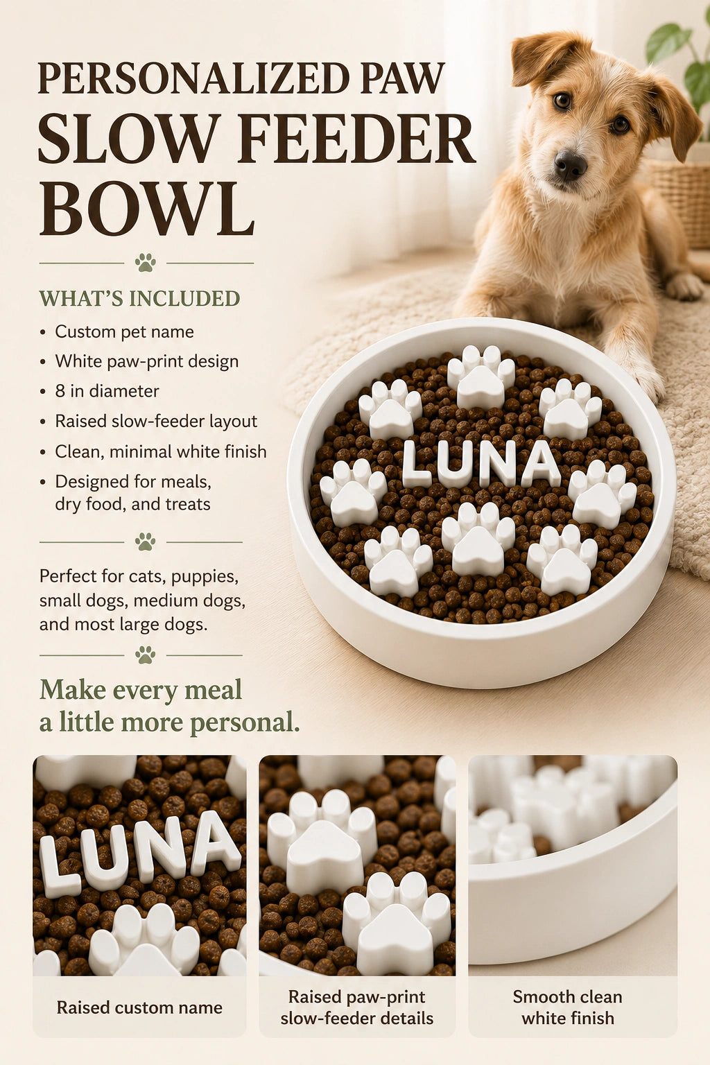 Custom Paw Slow Feeder Bowl