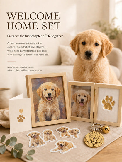 Welcome Home Pet Memory Set – Paw Print Kit, Custom Stickers & Personalized Keepsakes