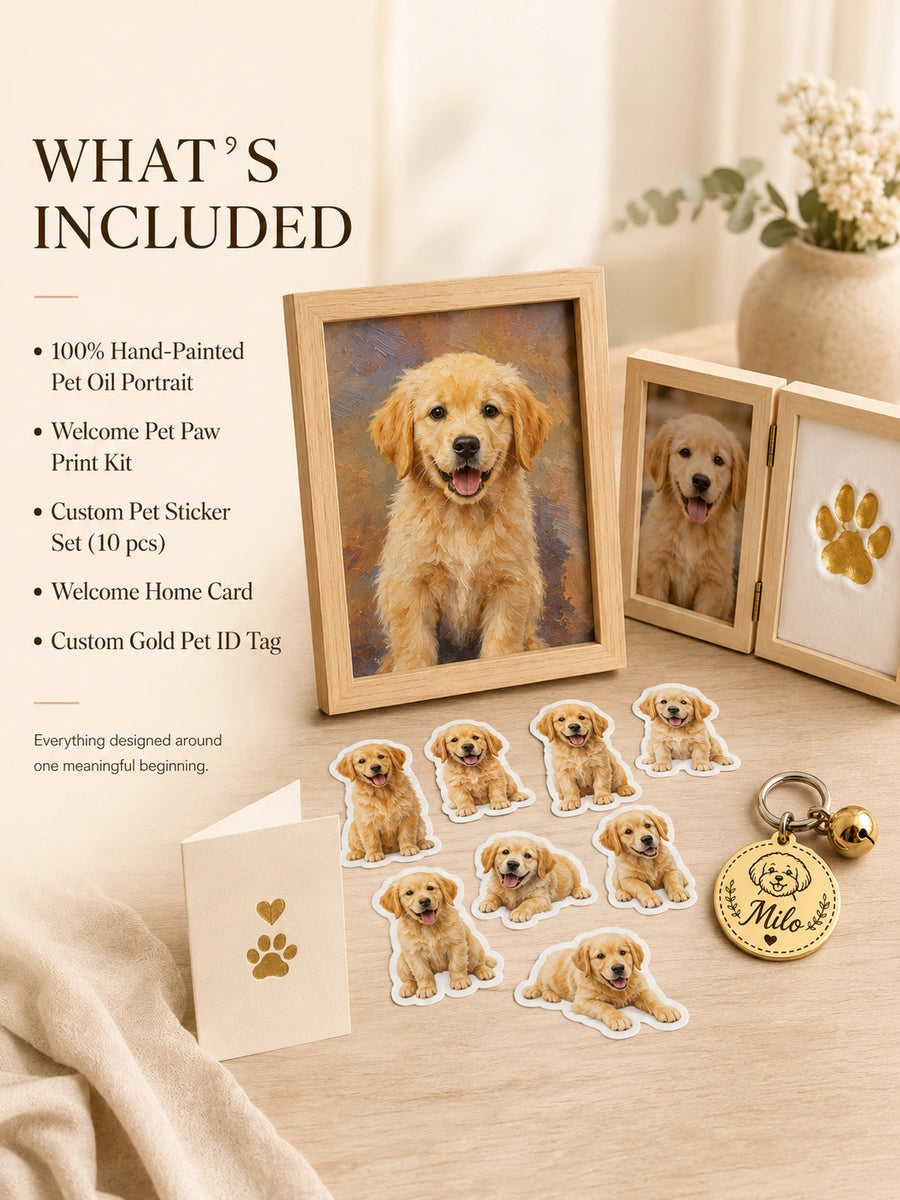 Welcome Home Pet Memory Set – Paw Print Kit, Custom Stickers & Personalized Keepsakes