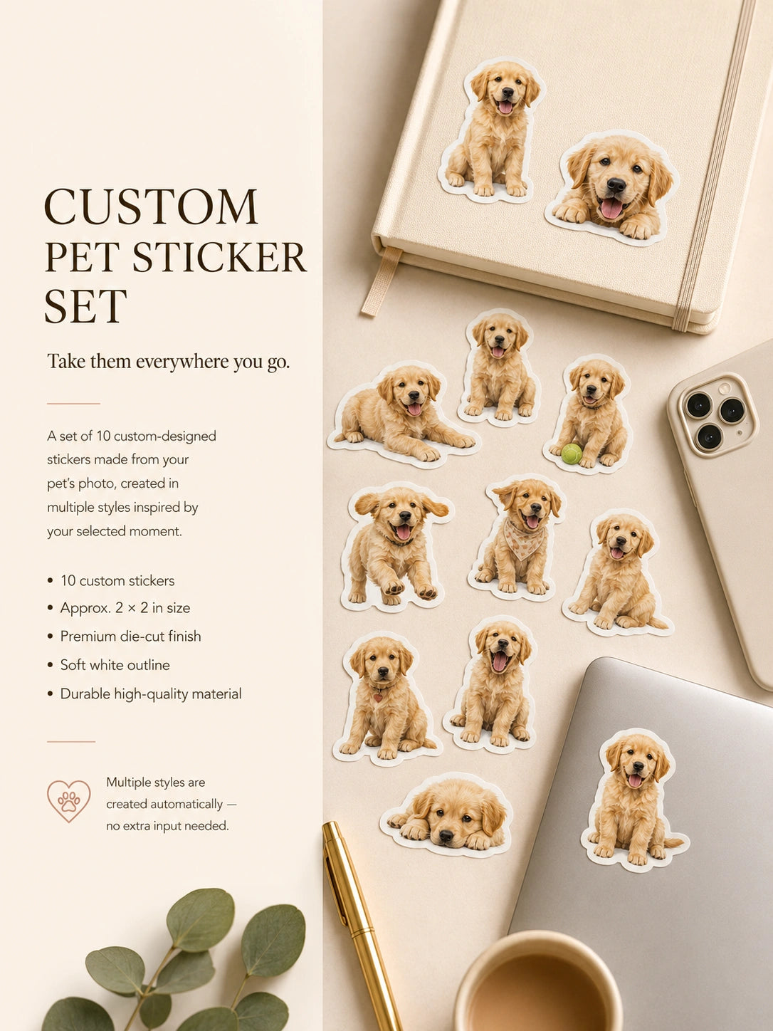 Welcome Home Pet Memory Set – Paw Print Kit, Custom Stickers & Personalized Keepsakes