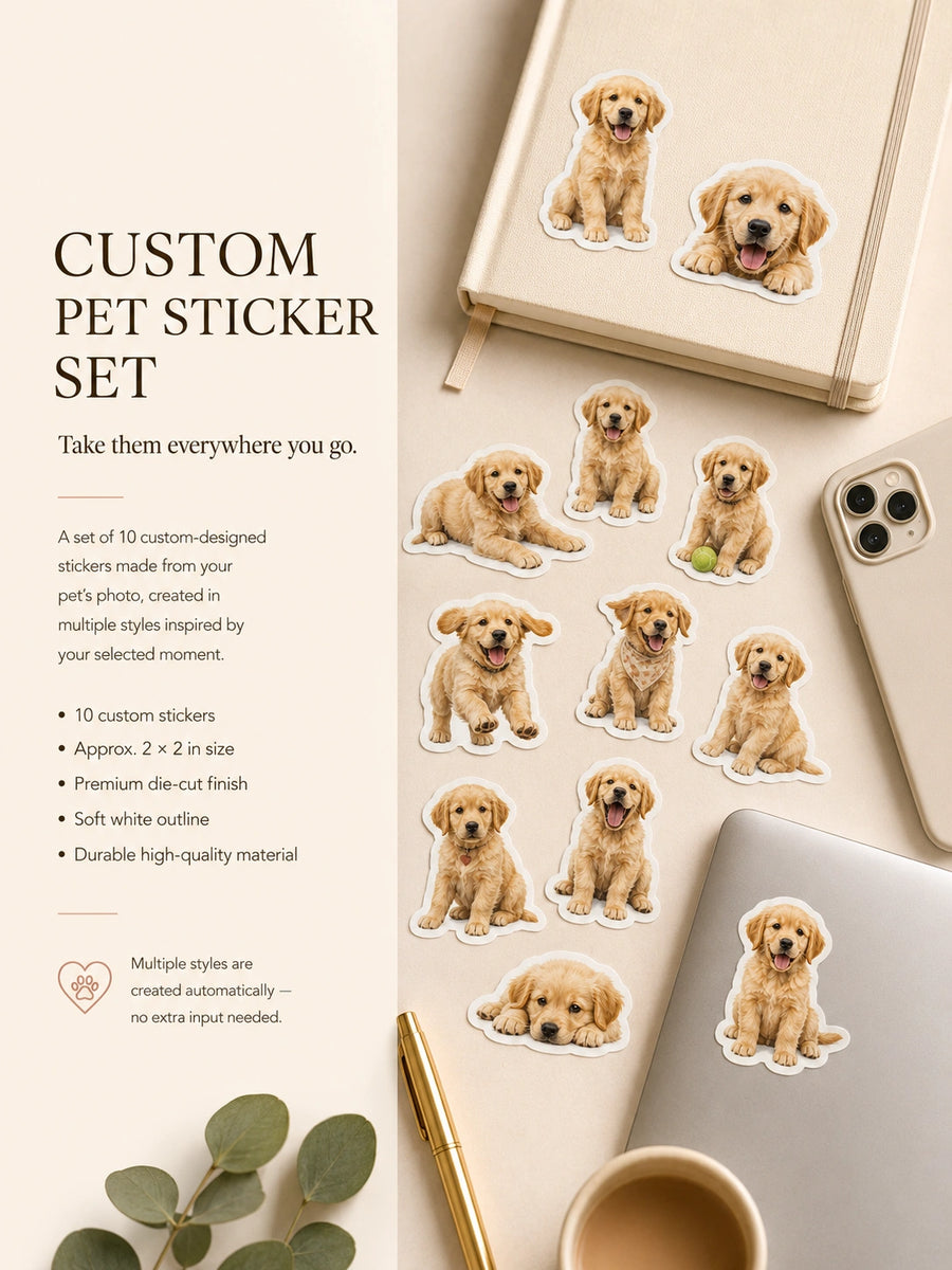 Welcome Home Pet Memory Set – Paw Print Kit, Custom Stickers & Personalized Keepsakes