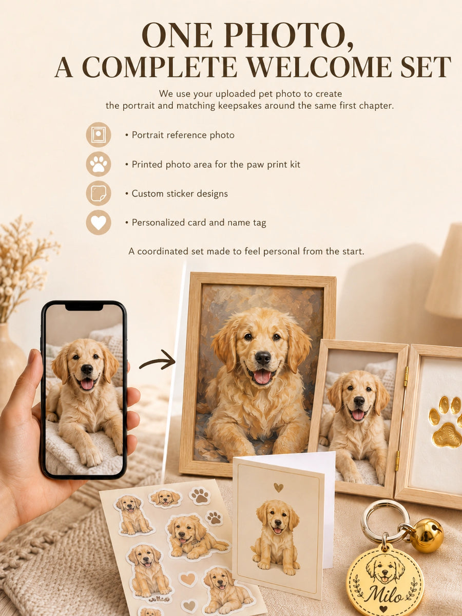 Welcome Home Pet Memory Set – Paw Print Kit, Custom Stickers & Personalized Keepsakes