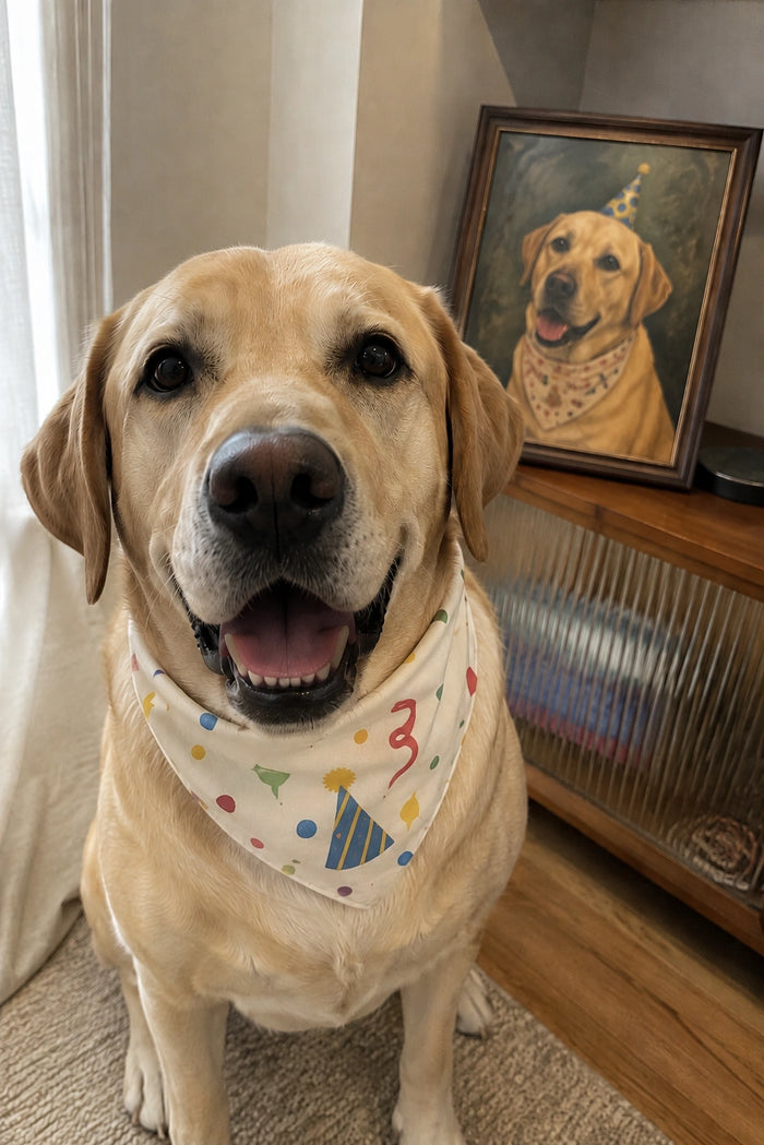 Birthday portrait displayed in a real home